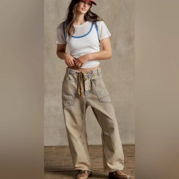 NWOT Free People We The Free Moxie Pull On Barrel Jeans - Picture 2 of 15